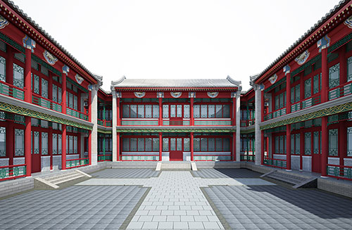甘南北京四合院设计古建筑鸟瞰图展示